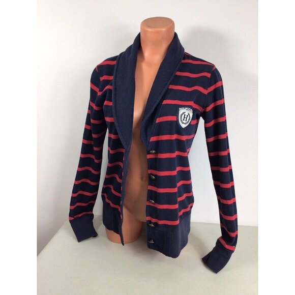 Tommy Hilfiger Stripe Varsity Cardigan Womens Small - Picture 1 of 8